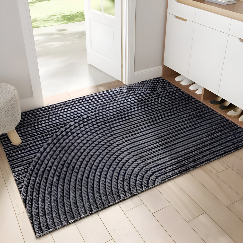 Velione - Stilvolle rechteckige PVC Fußmatte mit modernem geometrischem Muster für rutschfesten Schutz