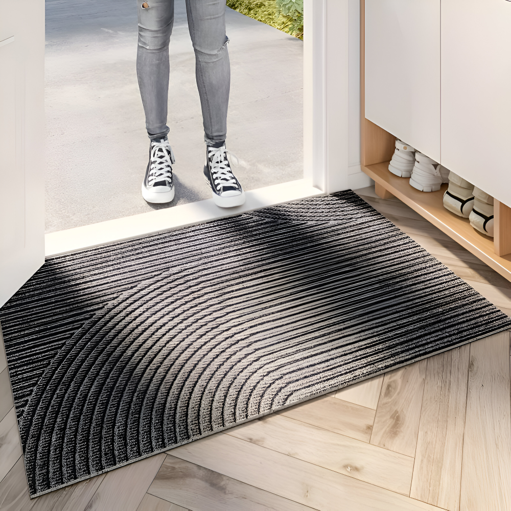 Velione - Stilvolle rechteckige PVC Fußmatte mit modernem geometrischem Muster für rutschfesten Schutz