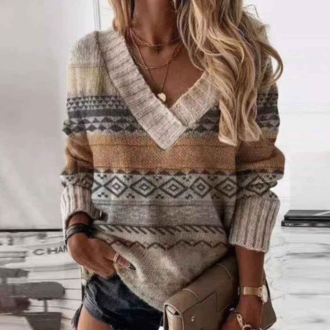 Stilvoller Damen-V-Ausschnitt Pullover für einen eleganten Look