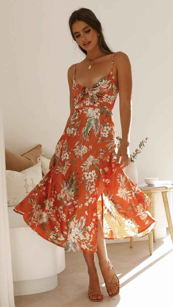 Flora | Romantic Midi Dress with Floral Print