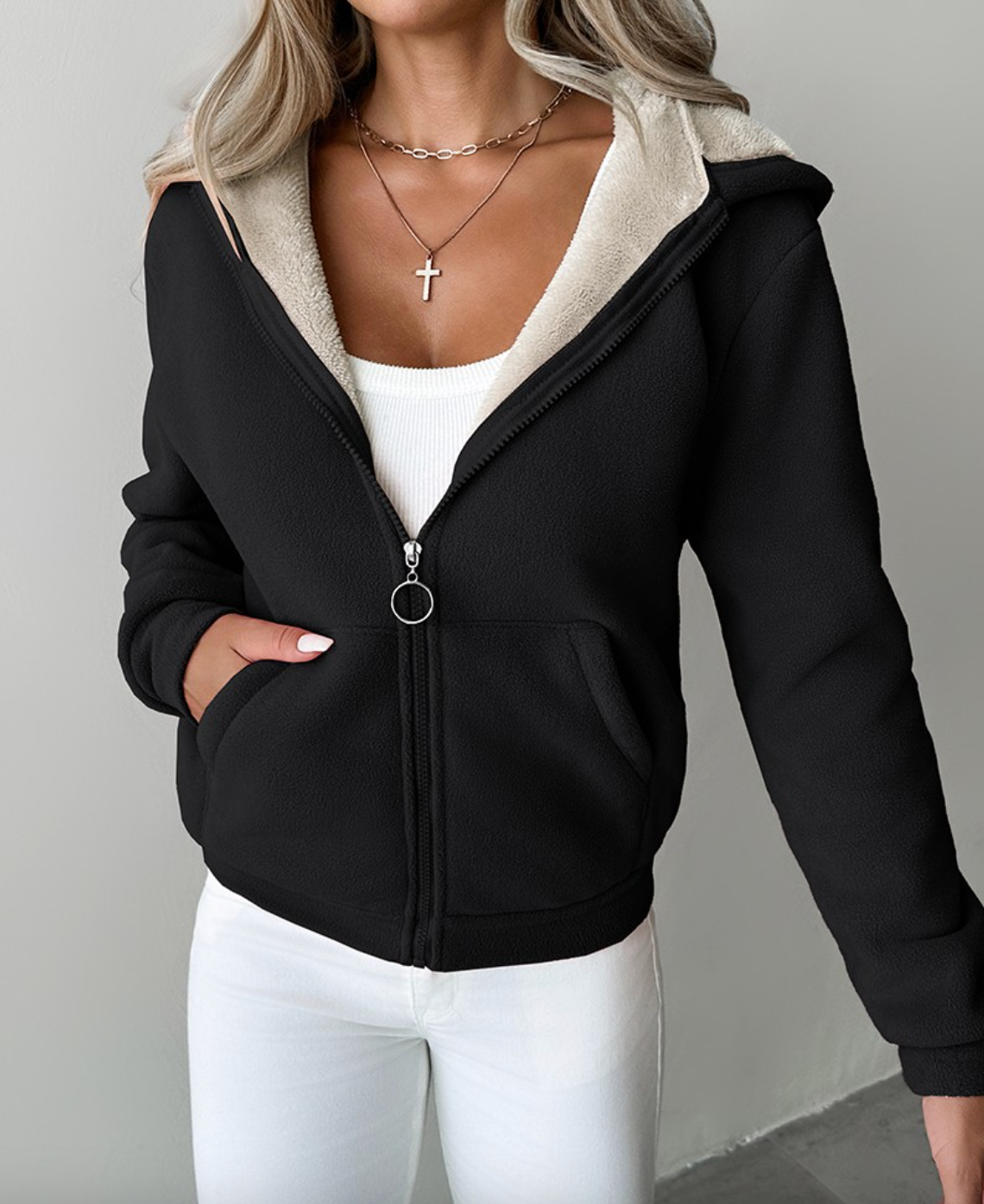 Noorje™ Ultra Cozy Fleece Hoodie mit Versteckter Kapuze für Komfort und Stil