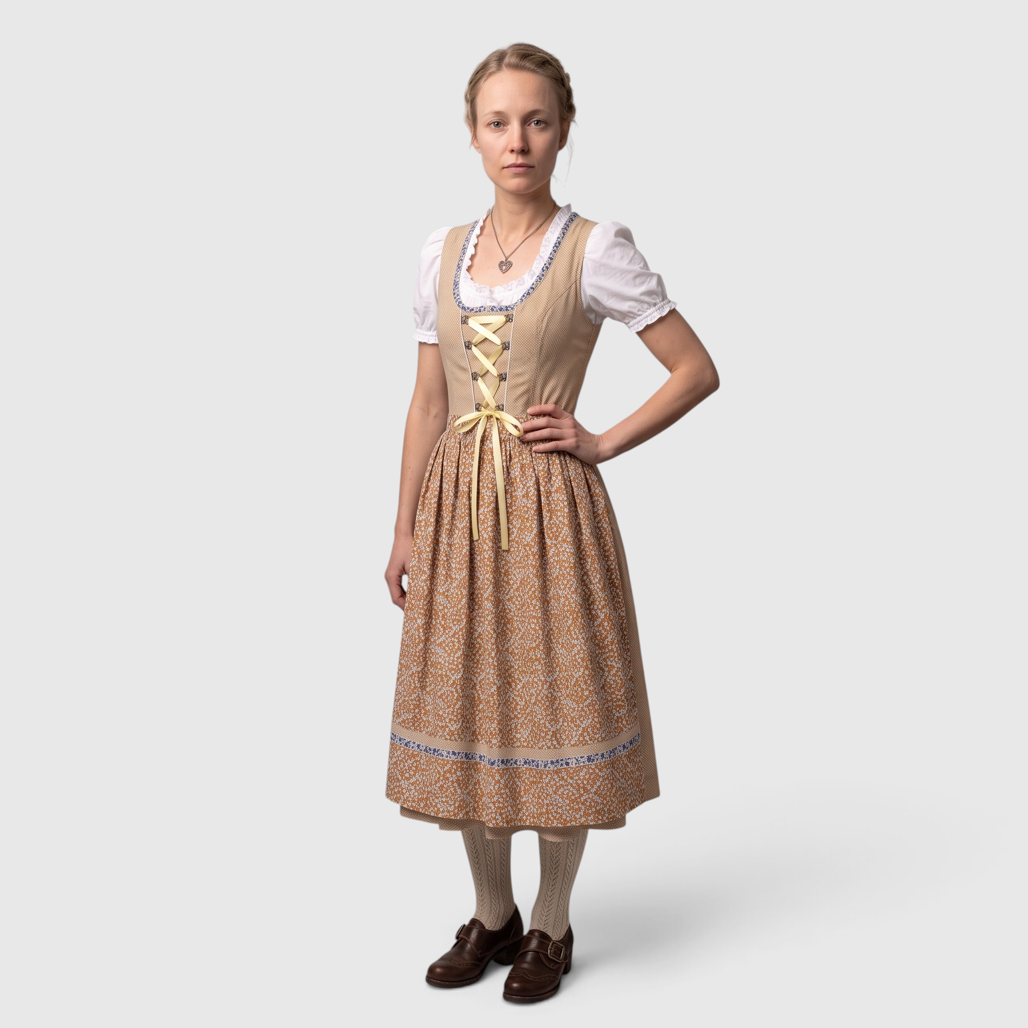 Trachtenkleid für Damen - Braun, Traditionell, mit Bluse