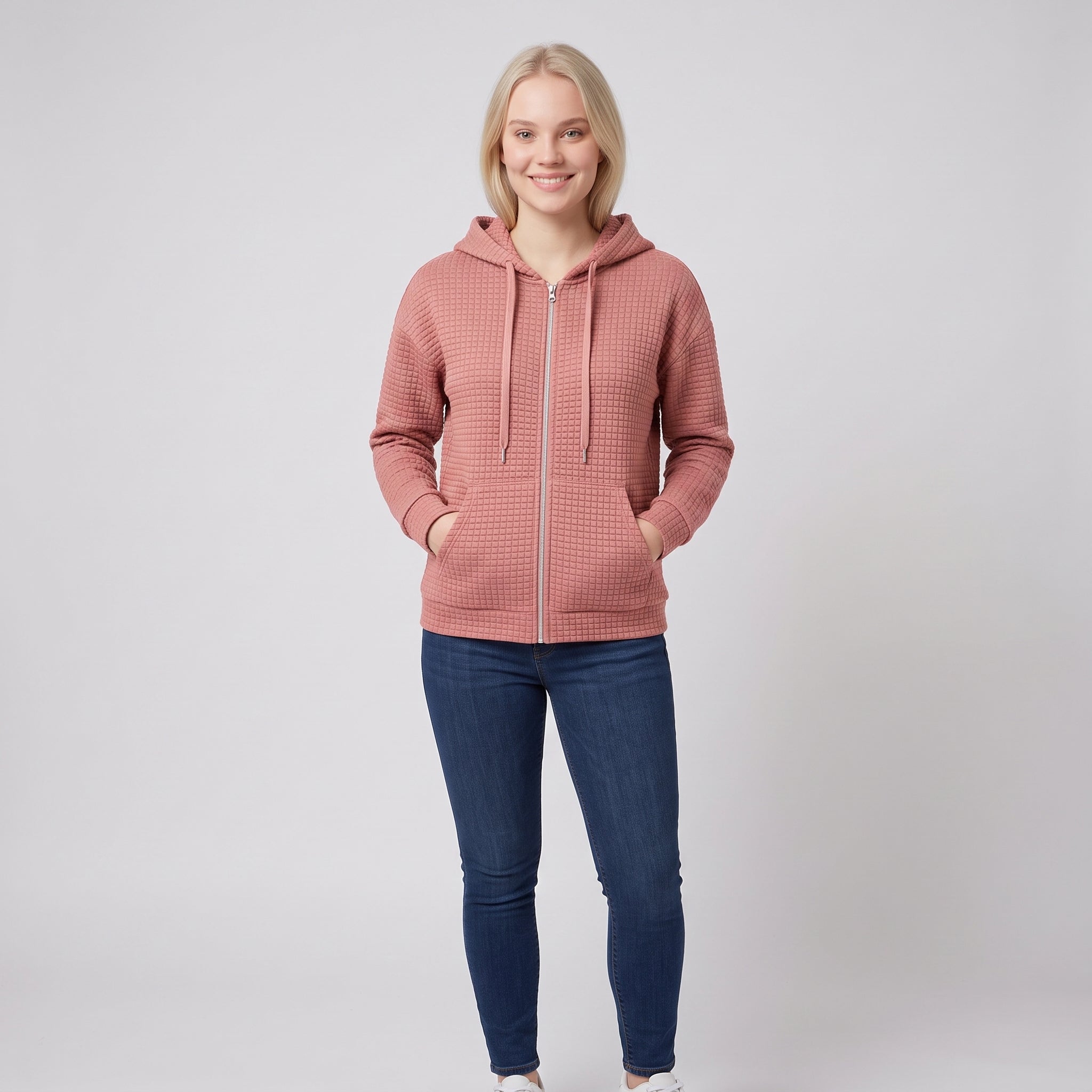 AW - Womens - Hoodie : Dames hoodie met rits, trekkoord en zakken - Comfortabel in