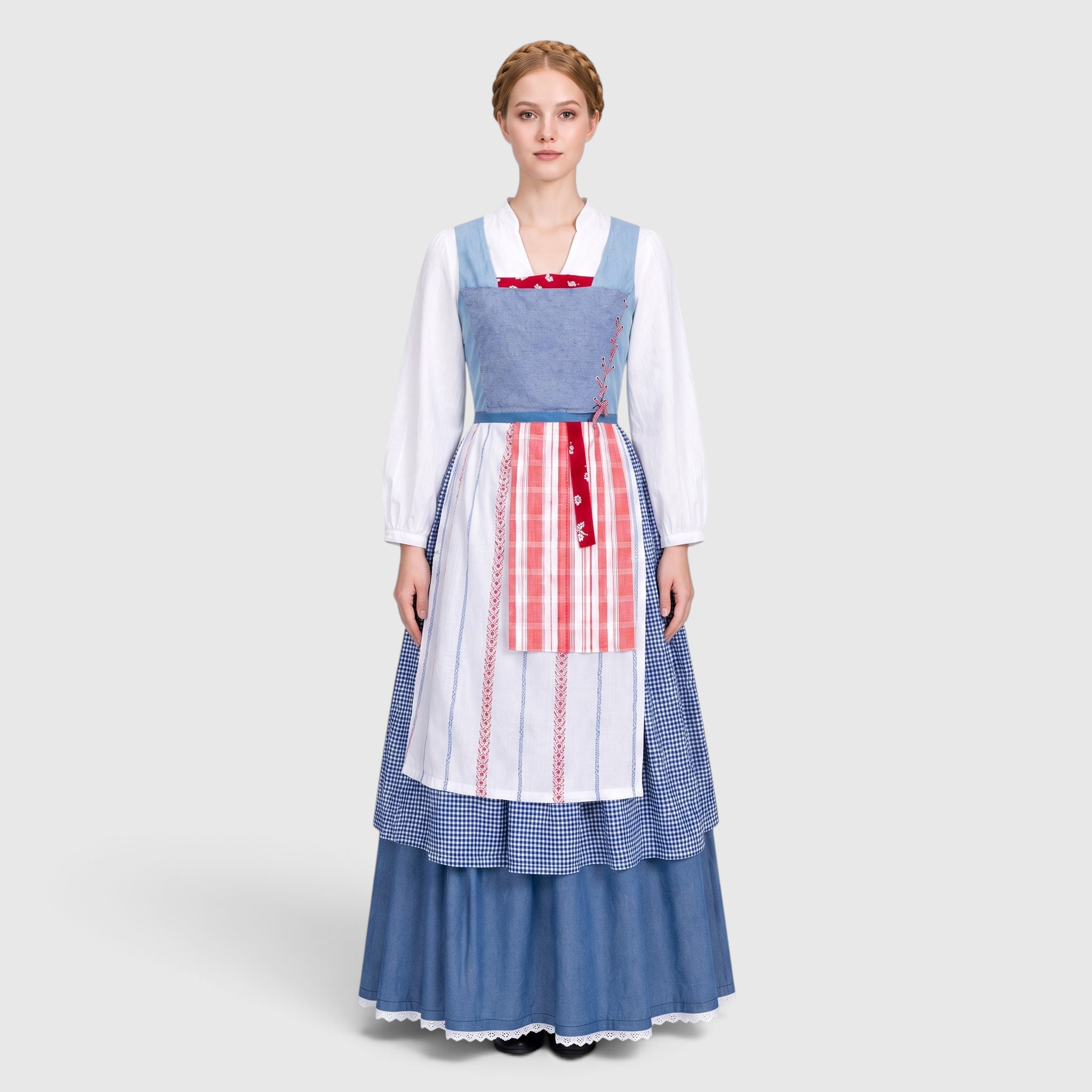 Trachtenkleid Blau für Damen, mit praktischen Taschen, Oktoberfest