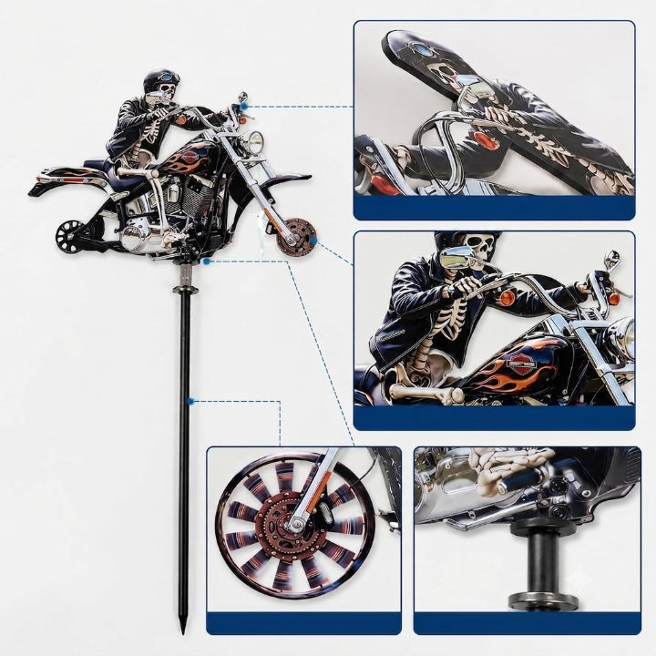 Skelett-Reiter Motorrad Garten-Windspinner