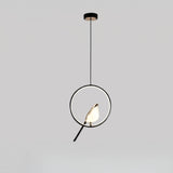 Goldene Vogel-Pendelleuchte – LED-Skulptur-Deckenlampe