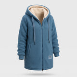 Damen Teddy-Jacke mit Kapuze und Reißverschluss