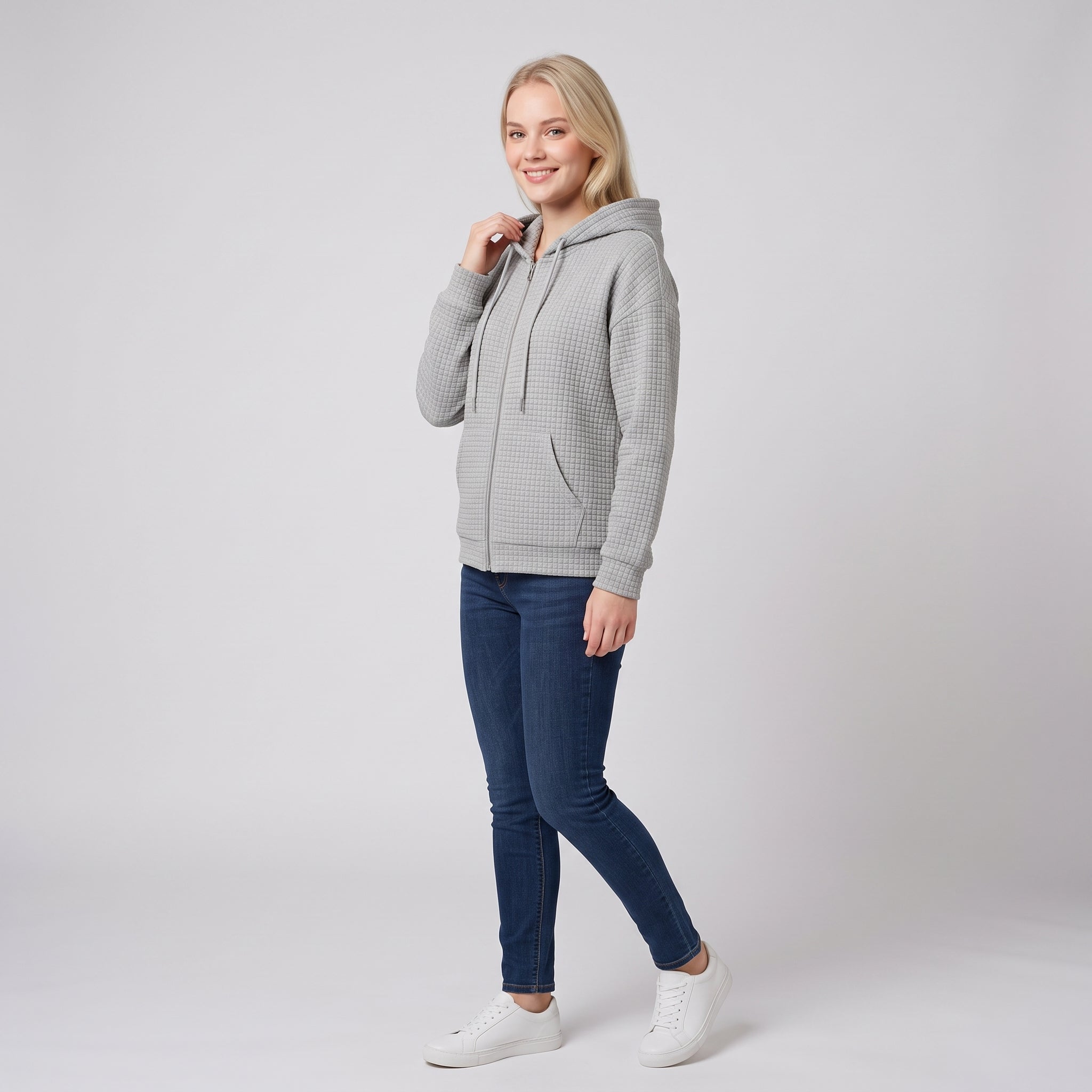 AW - Womens - Hoodie : Dames hoodie met rits, trekkoord en zakken - Comfortabel in