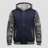 Herren Warme Fleece-Kapuzenjacke im Colorblock-Design