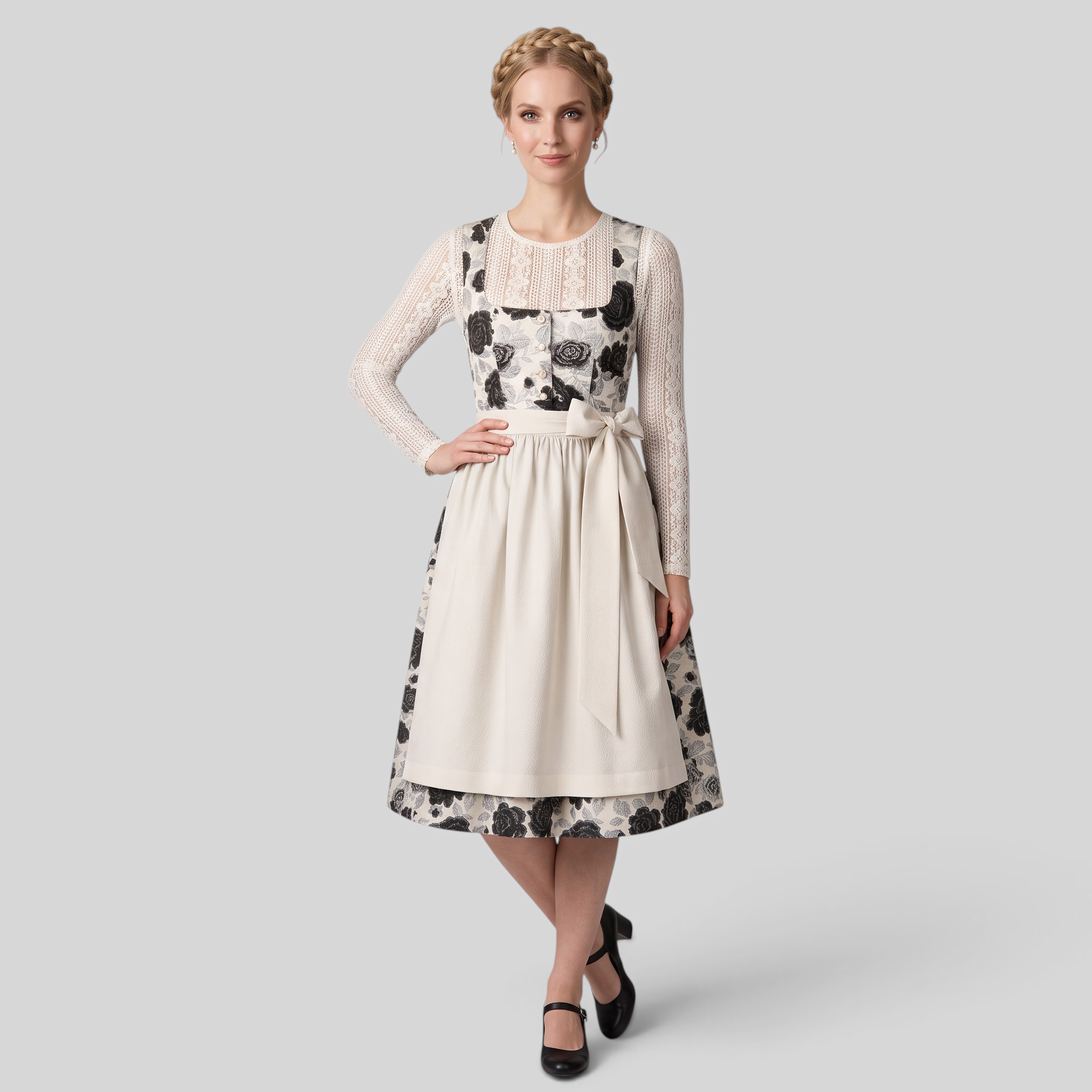 Gifts – Seasonal – Oktoberfest : Dirndljurk Dames Wit - Beierse Stijl met Bloemen en Korte Mouwen in