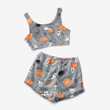 Halloween Pyjama Set Damen - Leuchtende Geistermuster