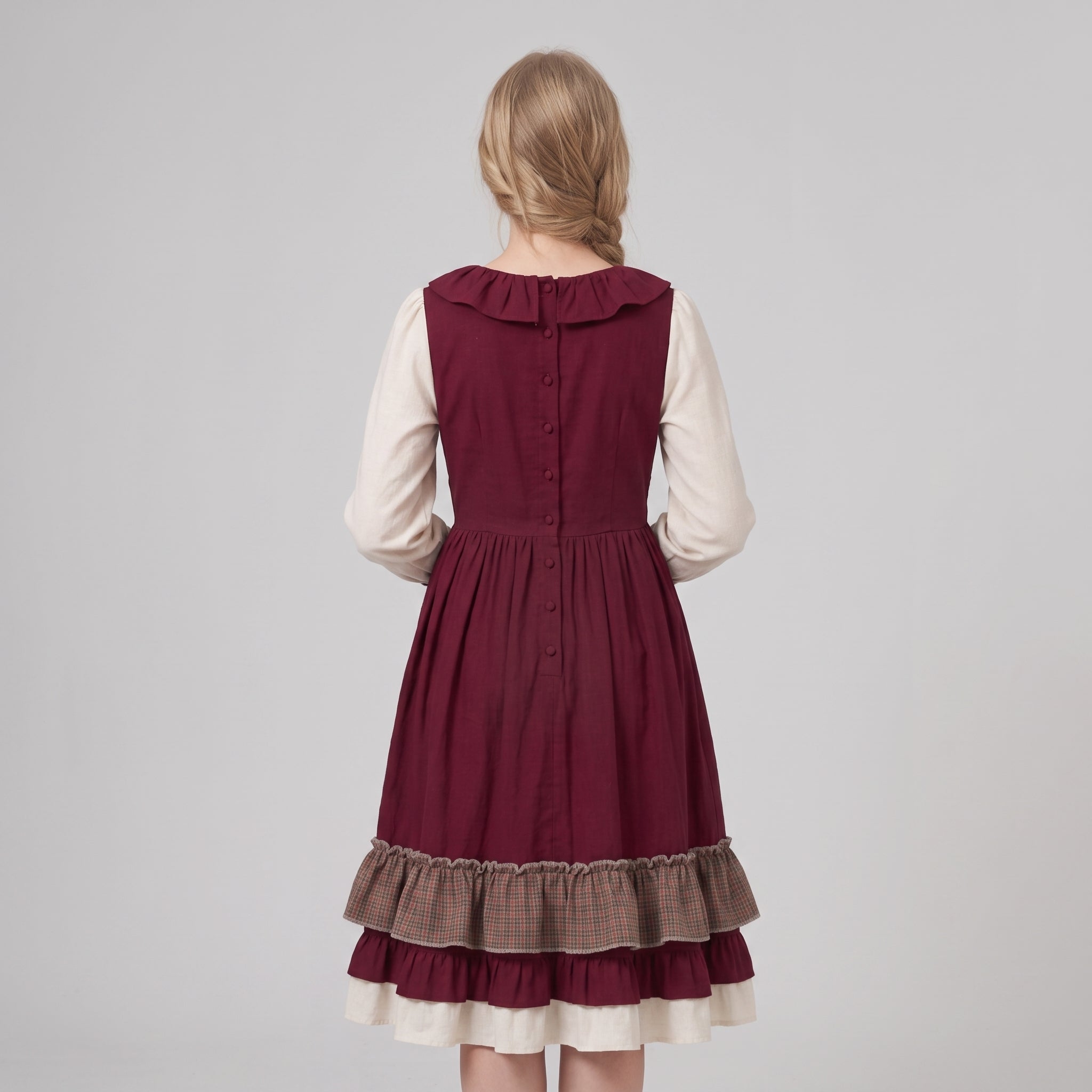 Gifts – Seasonal – Oktoberfest : Dames dirndl jurk - Rood geborduurd, klassieke A-lijn in