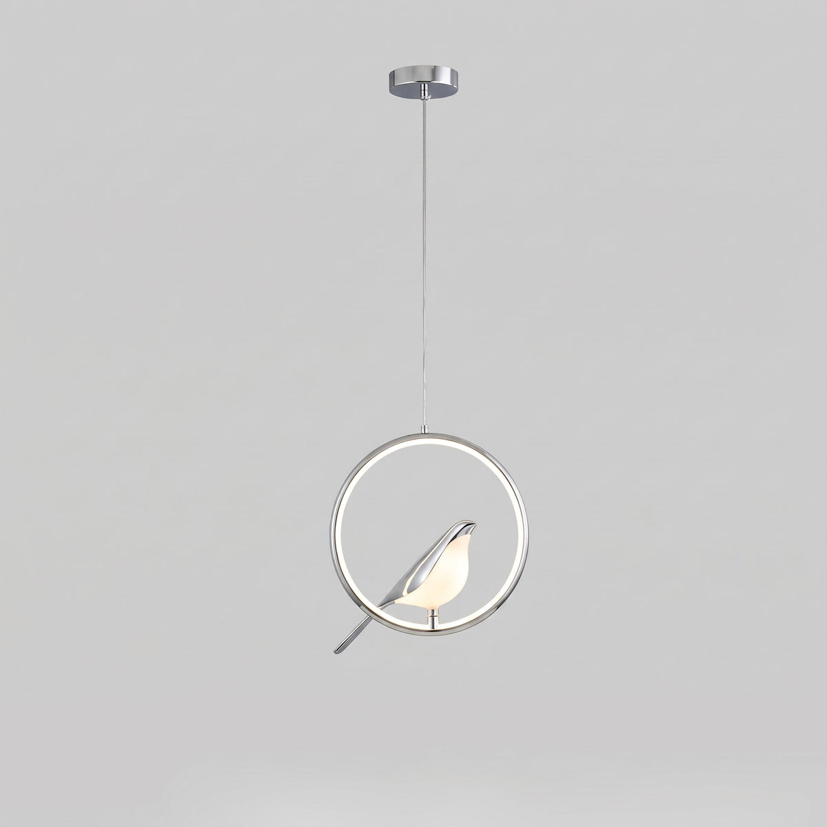 Goldene Vogel-Pendelleuchte – LED-Skulptur-Deckenlampe