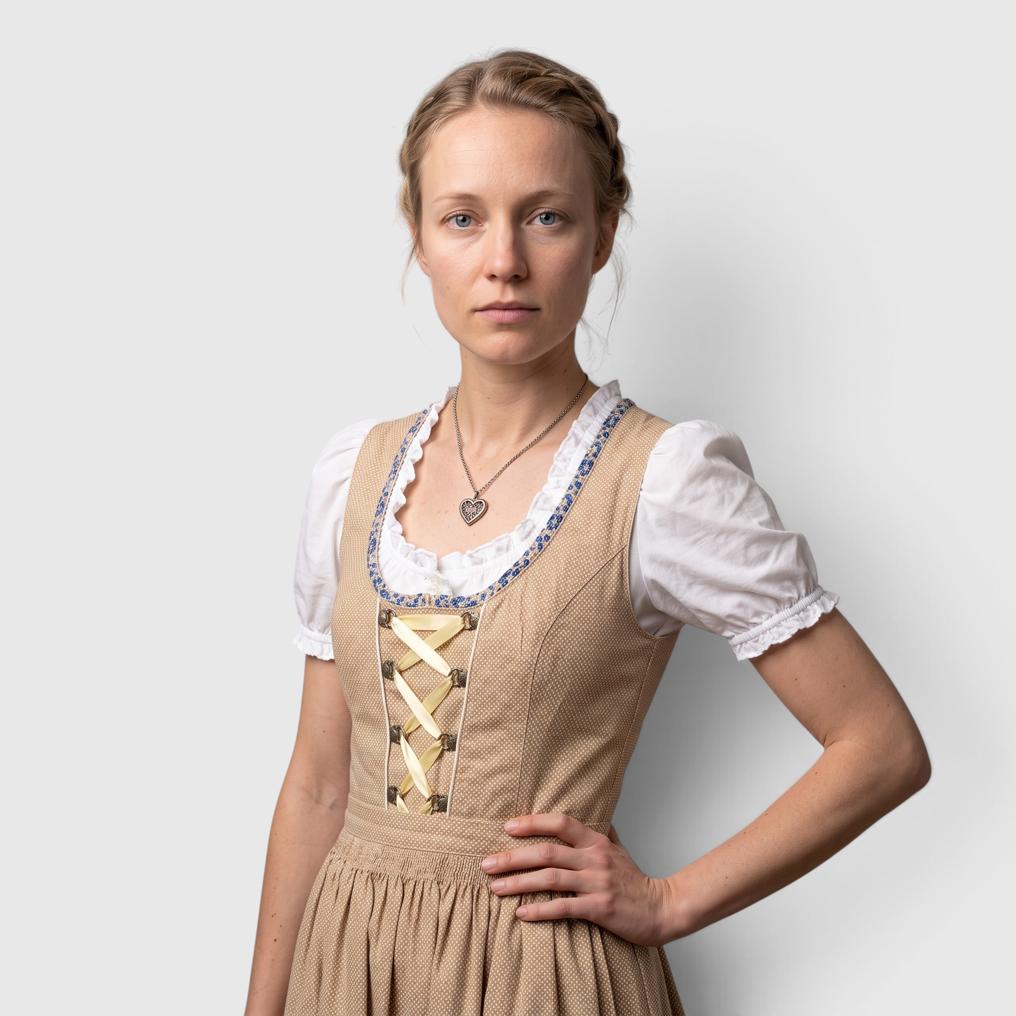 Trachtenkleid für Damen - Braun, Traditionell, mit Bluse