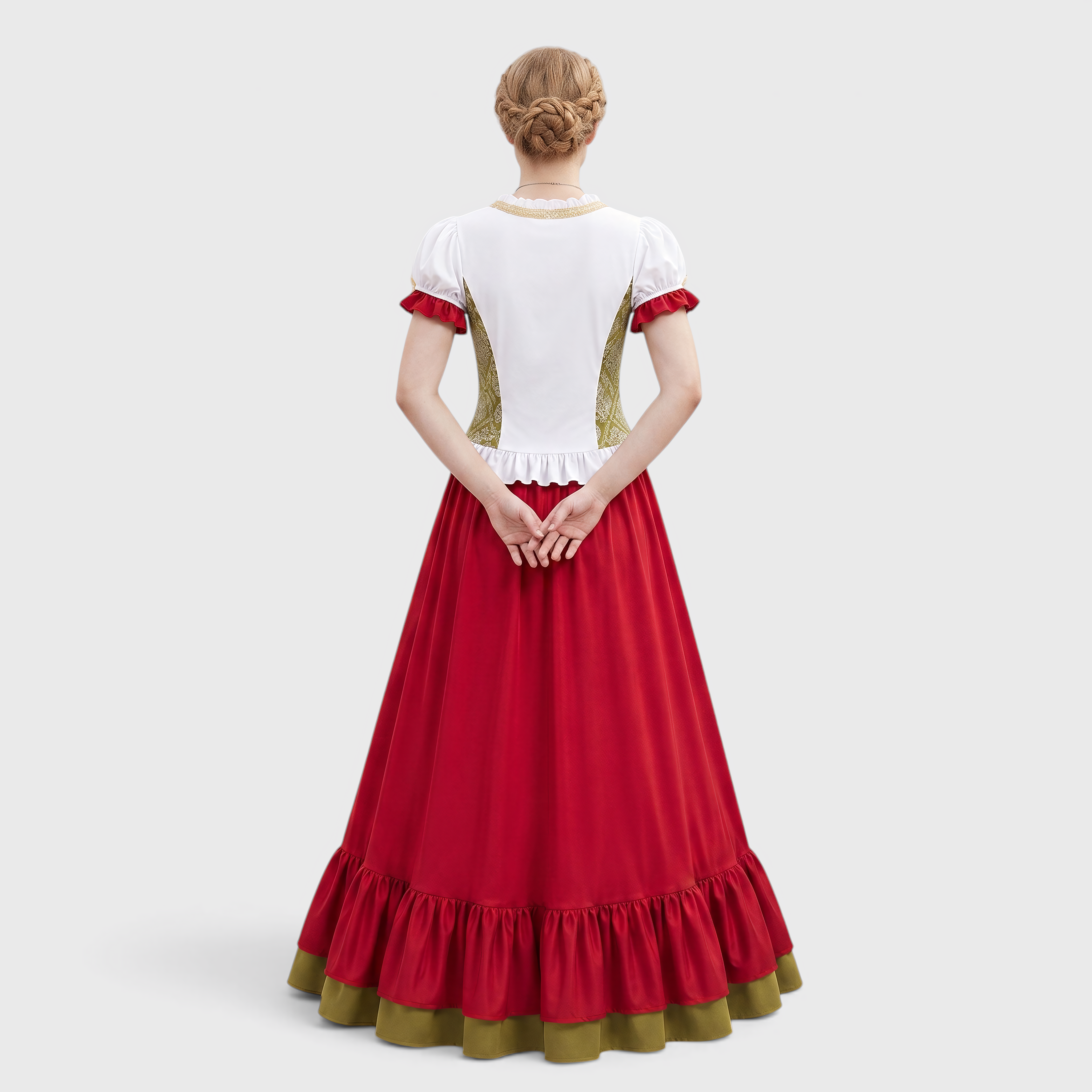 Damen Oktoberfestkostüm: Schnürmieder, Puffärmel und Rüschenrock