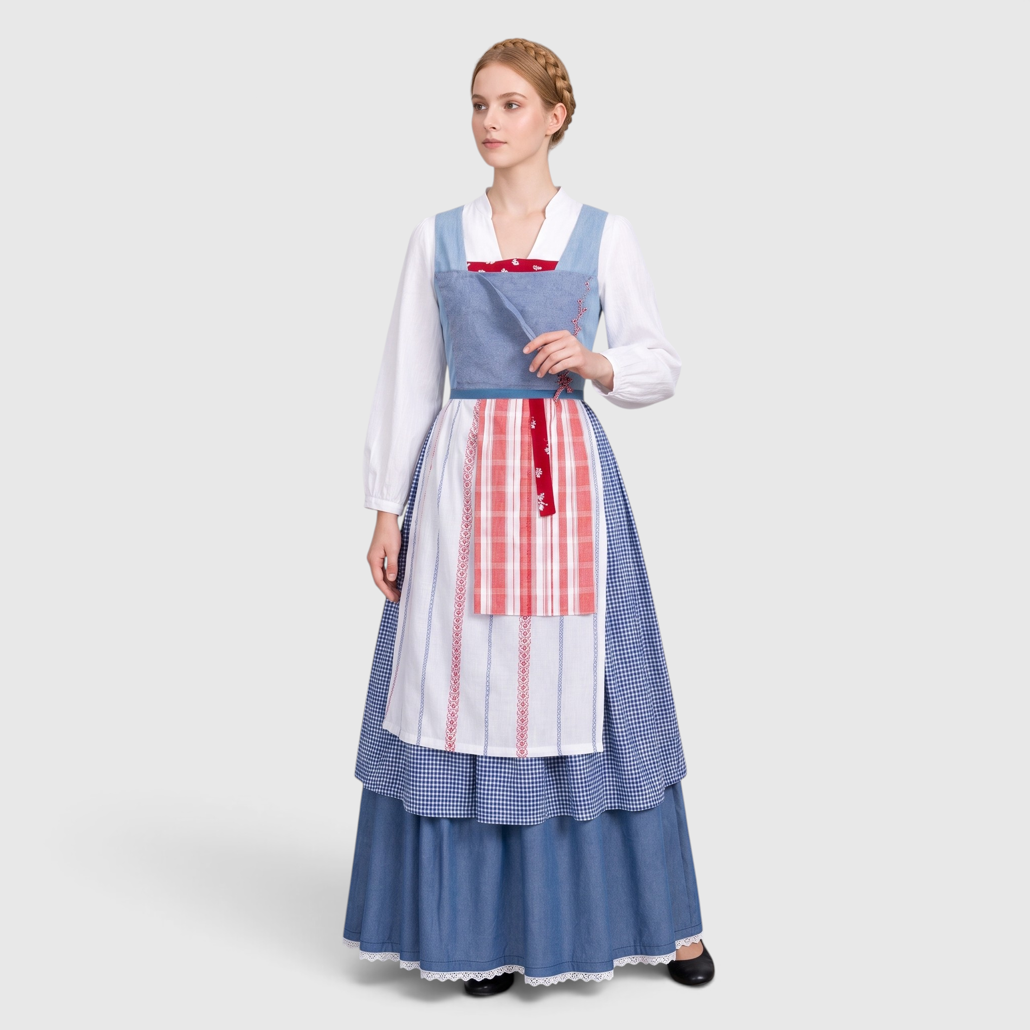 Trachtenkleid Blau für Damen, mit praktischen Taschen, Oktoberfest