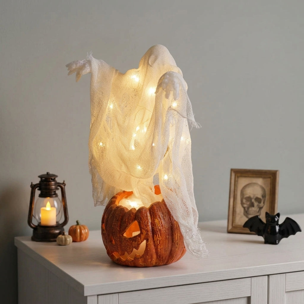 Riesige Leuchtende Geister-Kürbis-Lampe LED - 130cm