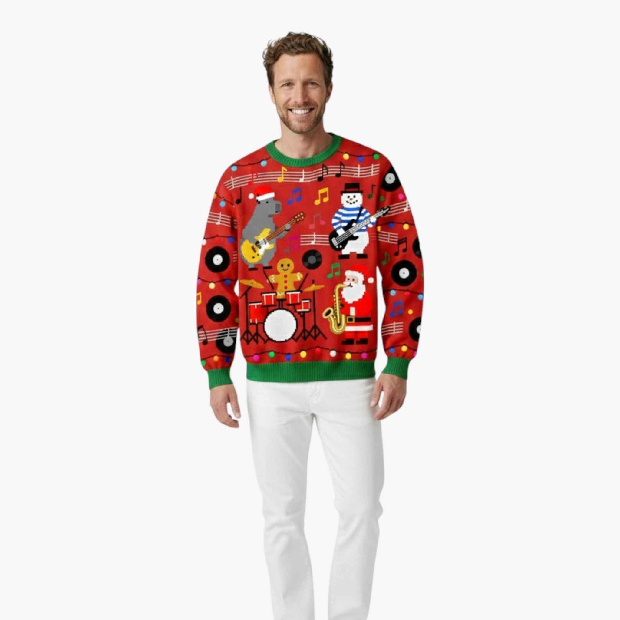 Exklusive Herrene Weihnachtspullover mit Elegantem Tiermuster – Perfekt für die Feiertagszeit