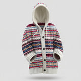 Damen Strickcardigan mit Kapuze und Fair-Isle-Muster