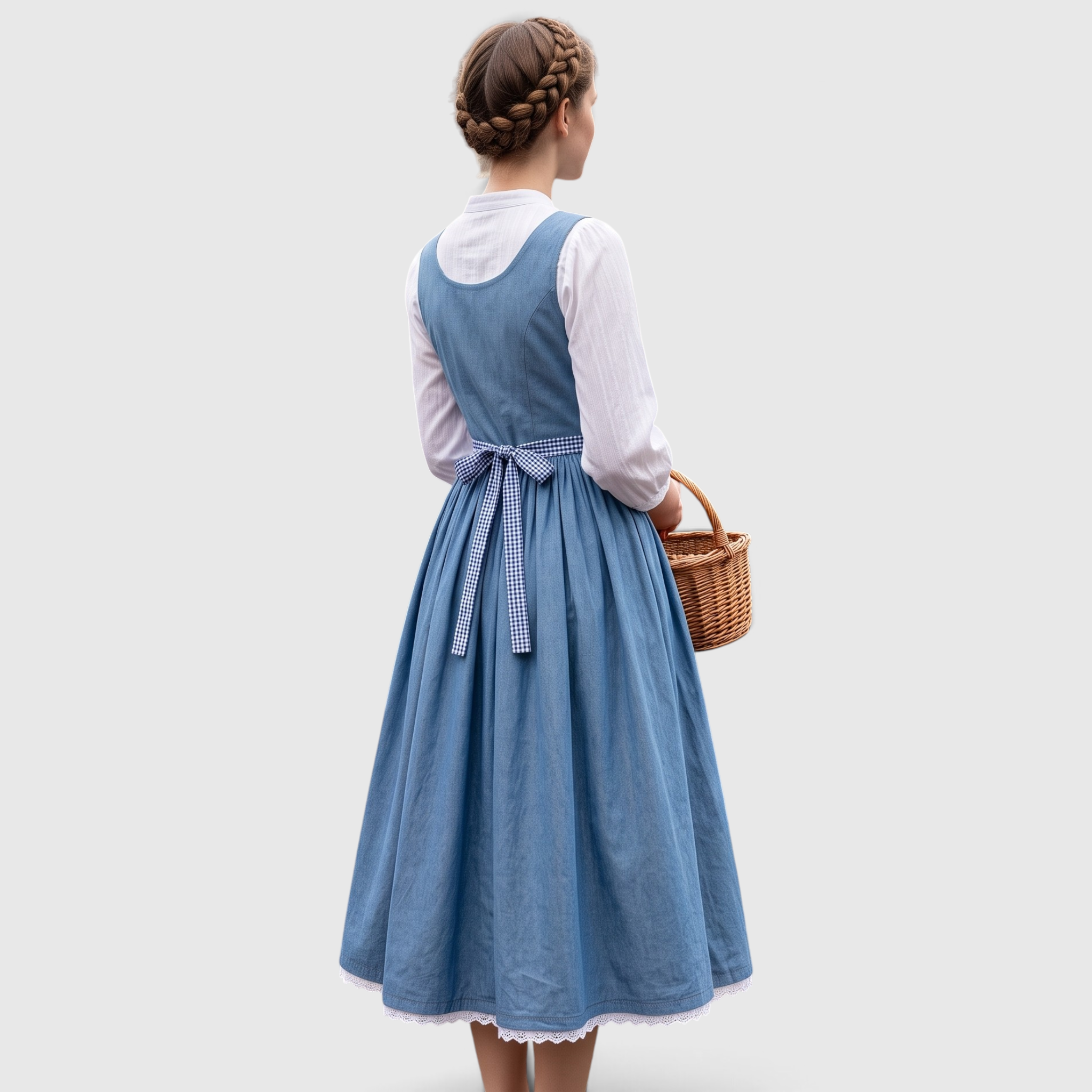 Trachtenkleid Blau für Damen, mit praktischen Taschen, Oktoberfest