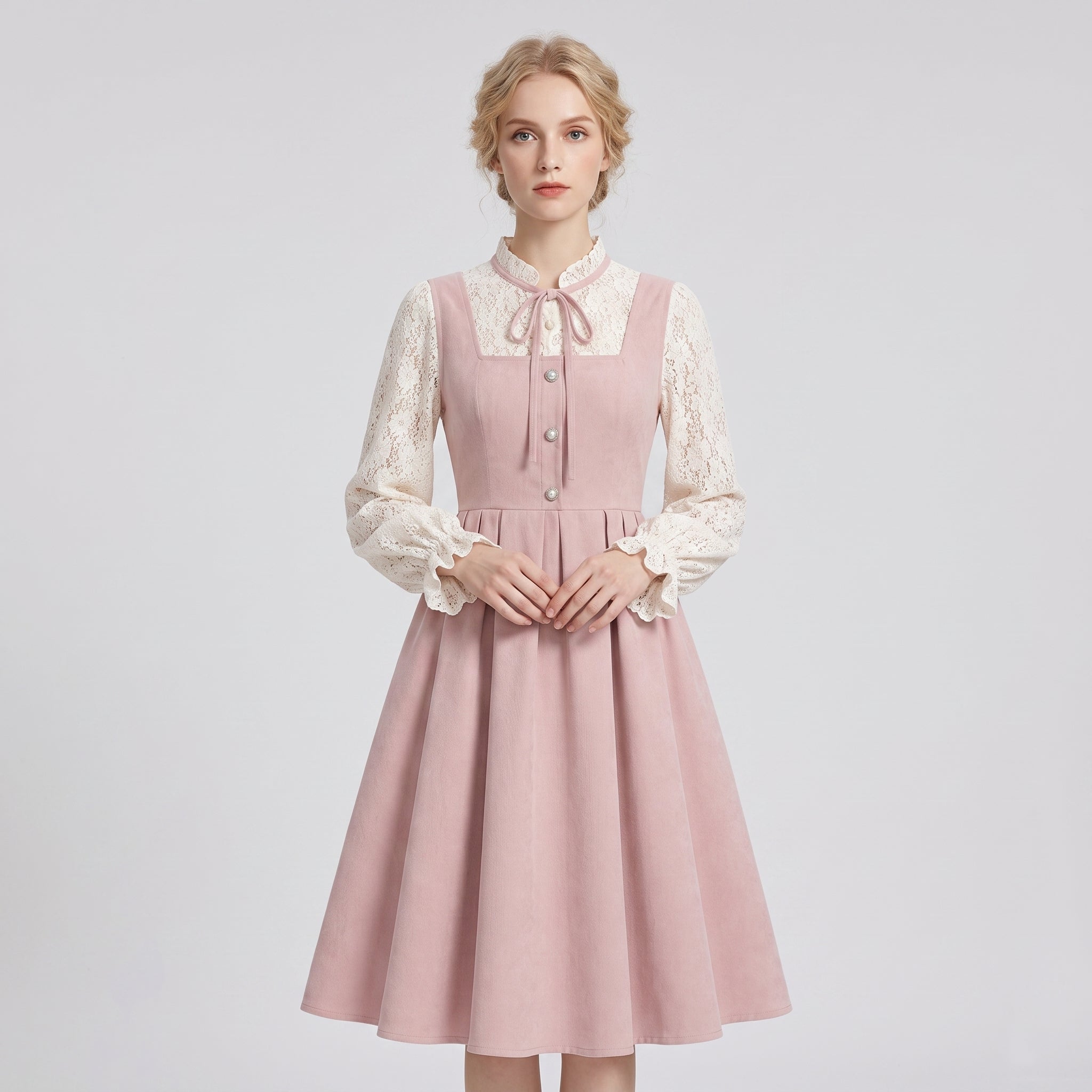 Gifts – Seasonal – Oktoberfest : Dames dirndl roze A-lijn, hartvormige halslijn en borduurwerk in