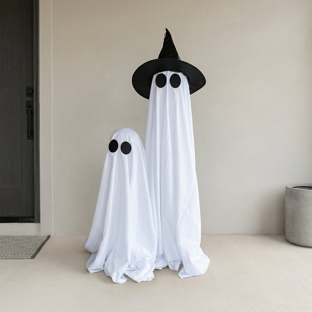 Leuchtender Geist mit Hexenhut - LED Halloween-Dekoration