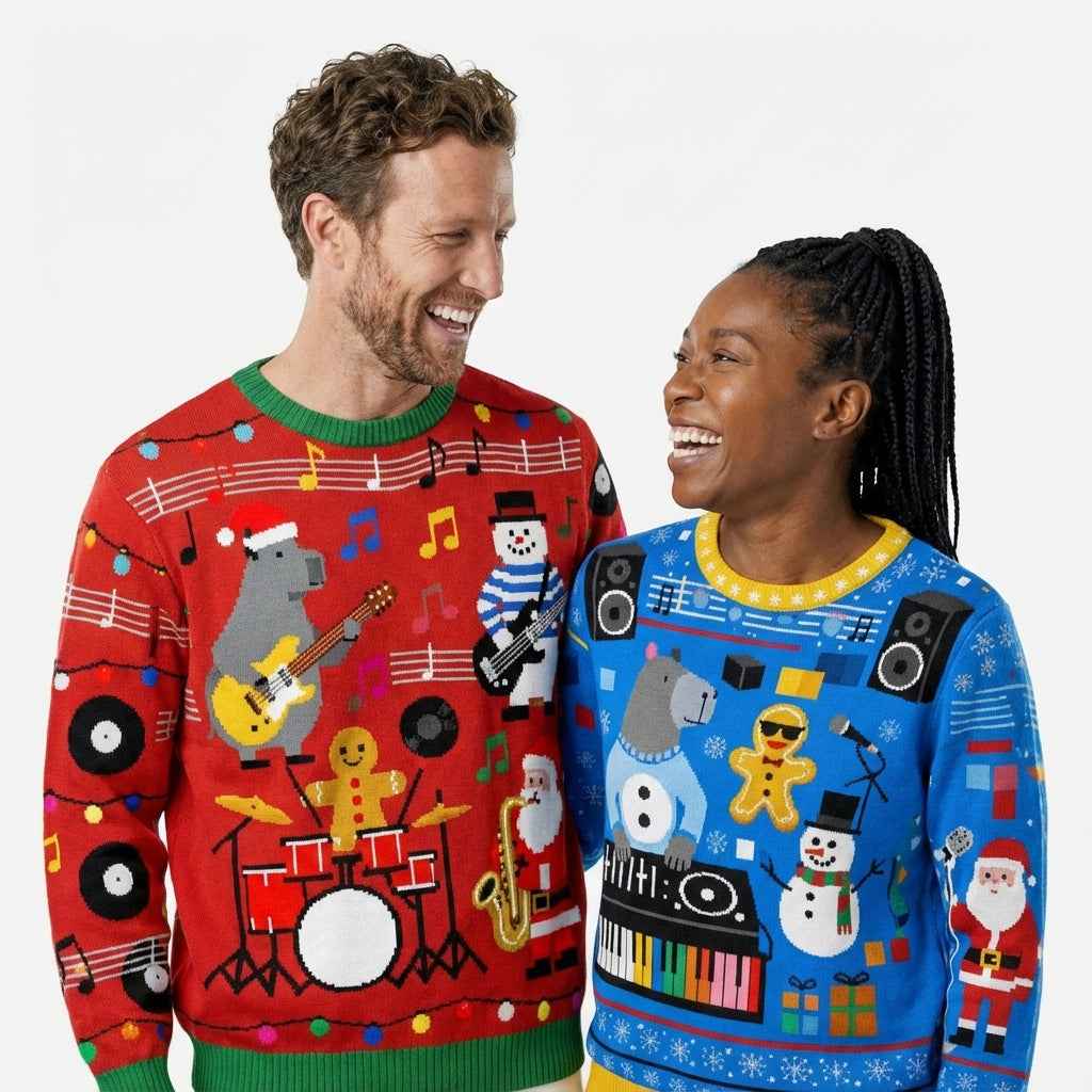 Exklusive Herrene Weihnachtspullover mit Elegantem Tiermuster – Perfekt für die Feiertagszeit