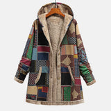 Charlotte Gemütliche Kapuzenjacke im erdigen Patchwork-Design - Wärme, Textur & Stil