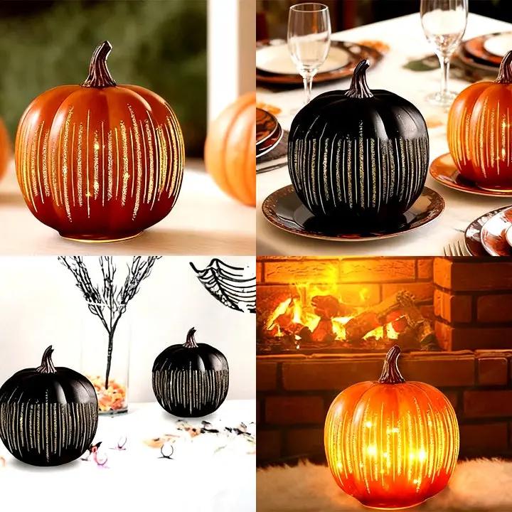 Funkelnde Kürbislampe mit Timer - LED Halloween Deko