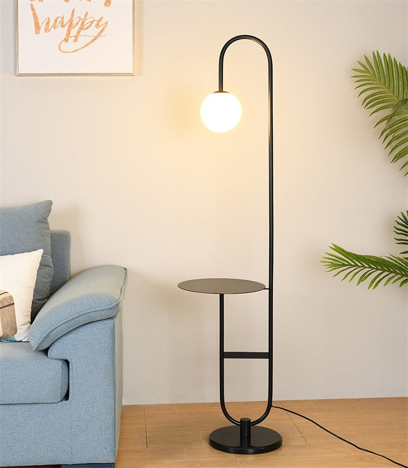Oranthe - Moderne nordische LED-Floorlampe mit elegantem rundem Beistelltisch für stilvolle Beleuchtung und Komfort