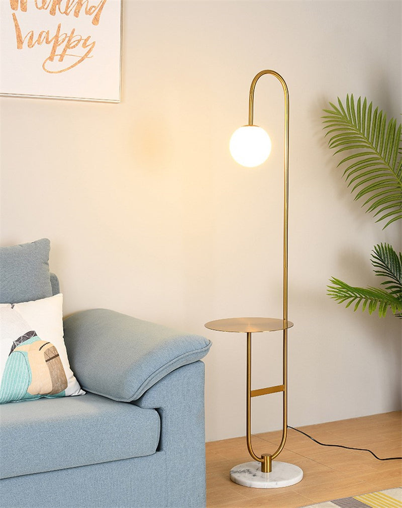 Oranthe - Moderne nordische LED-Floorlampe mit elegantem rundem Beistelltisch für stilvolle Beleuchtung und Komfort