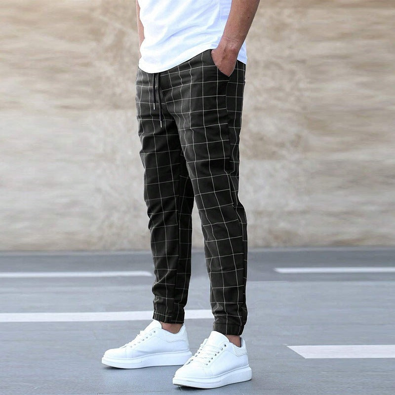 Herren Bequeme Karomuster Joggerhose