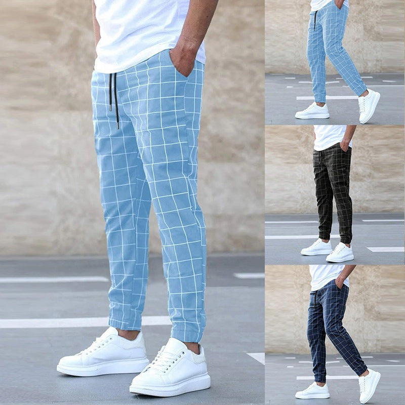 Herren Bequeme Karomuster Joggerhose
