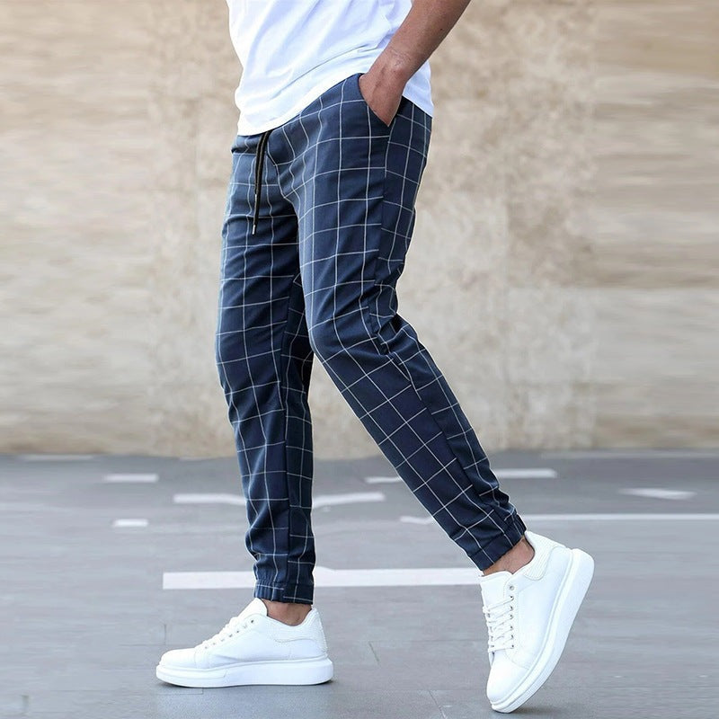 Herren Bequeme Karomuster Joggerhose