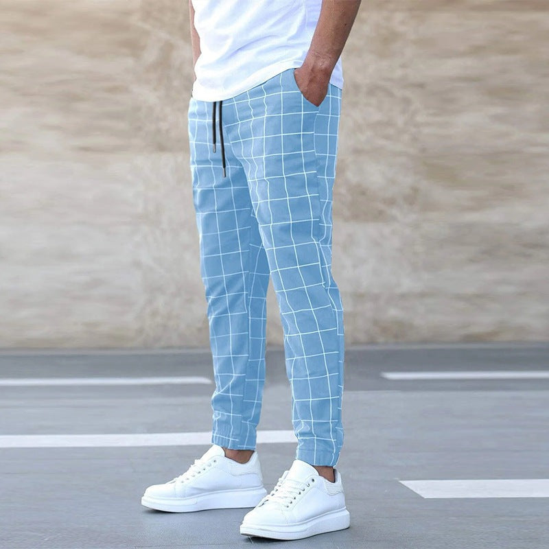Herren Bequeme Karomuster Joggerhose