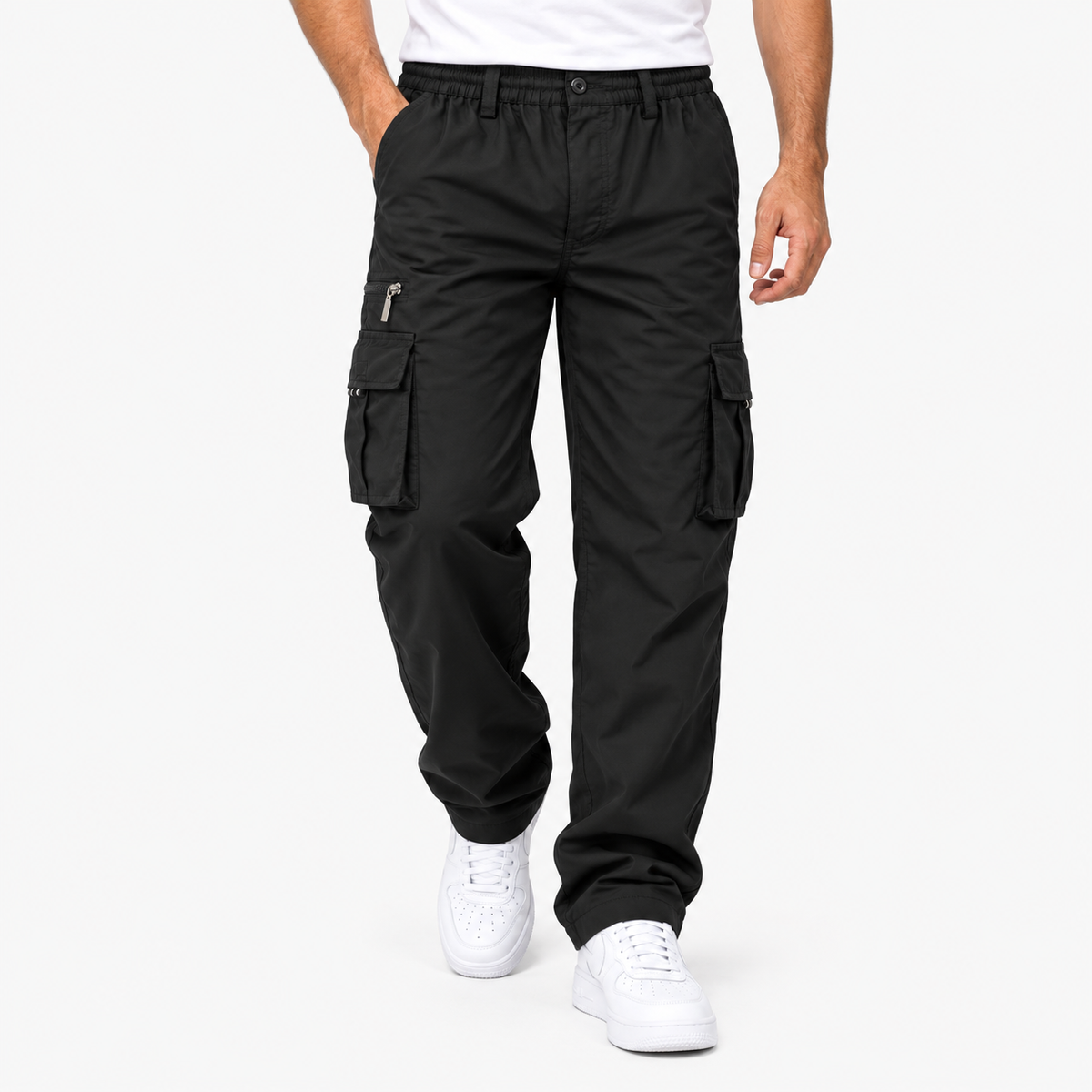 Pantaloni cargo da uomo in cotone - robusti, comodi, con tasche di sicurezza