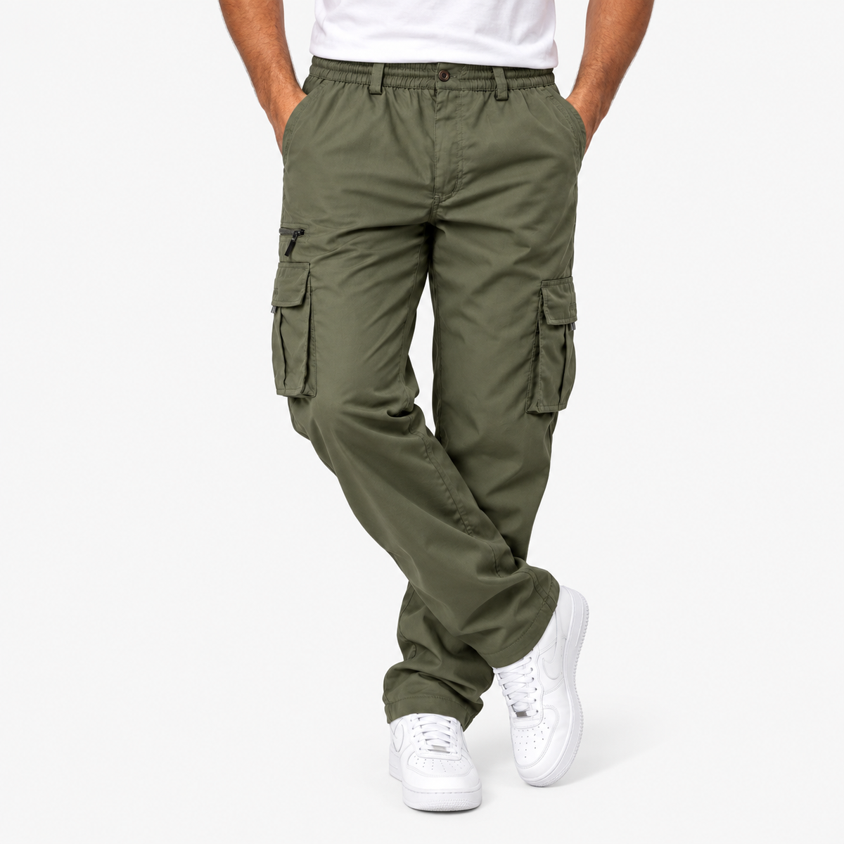 Pantaloni cargo da uomo in cotone - robusti, comodi, con tasche di sicurezza