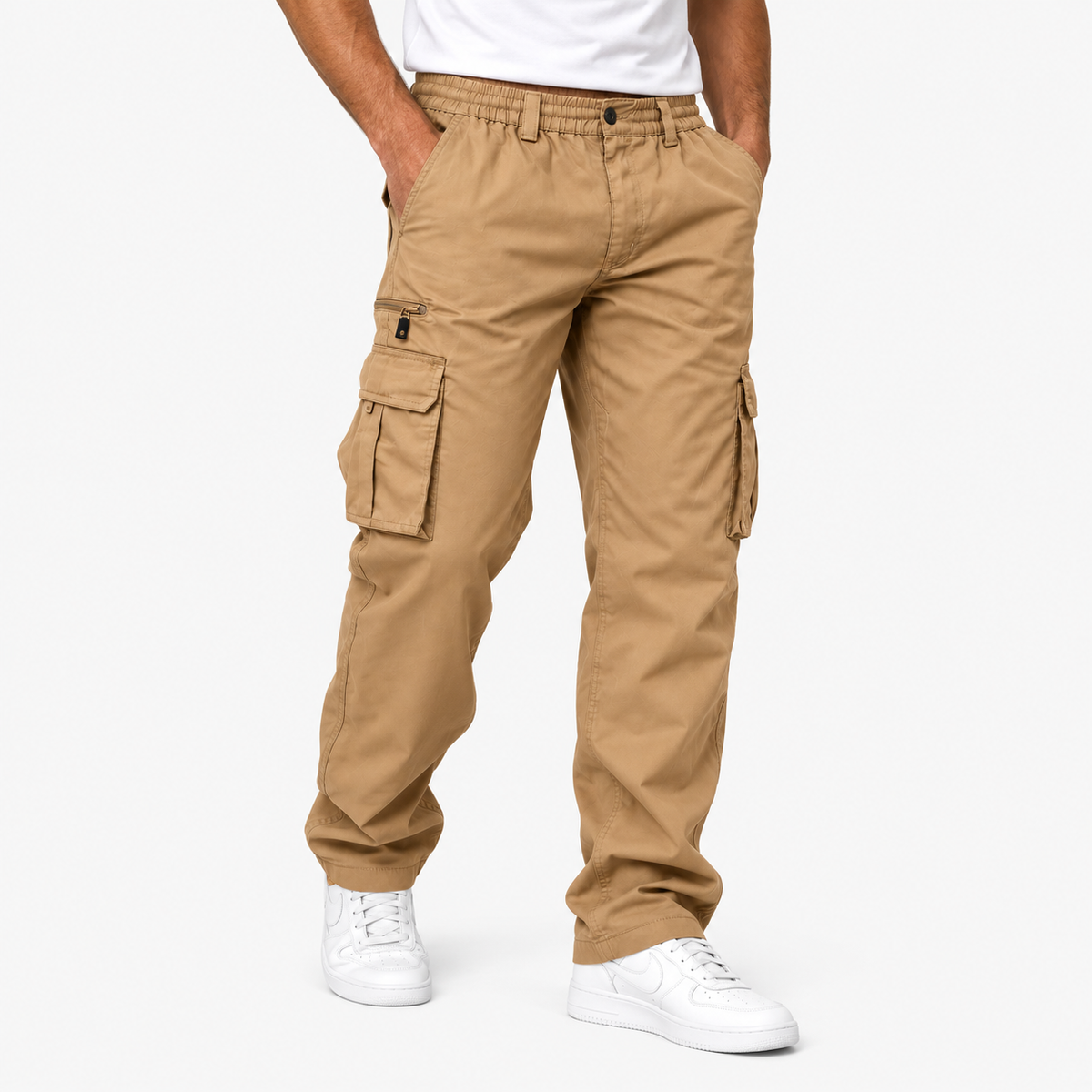 Pantaloni cargo da uomo in cotone - robusti, comodi, con tasche di sicurezza