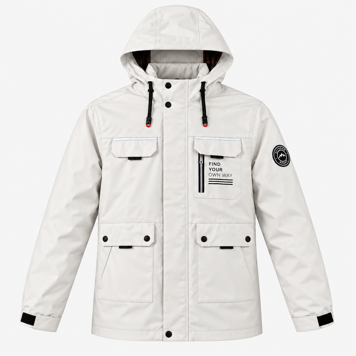 Herren Freizeitjacke mit Kapuze, Frontverschluss und Taschen