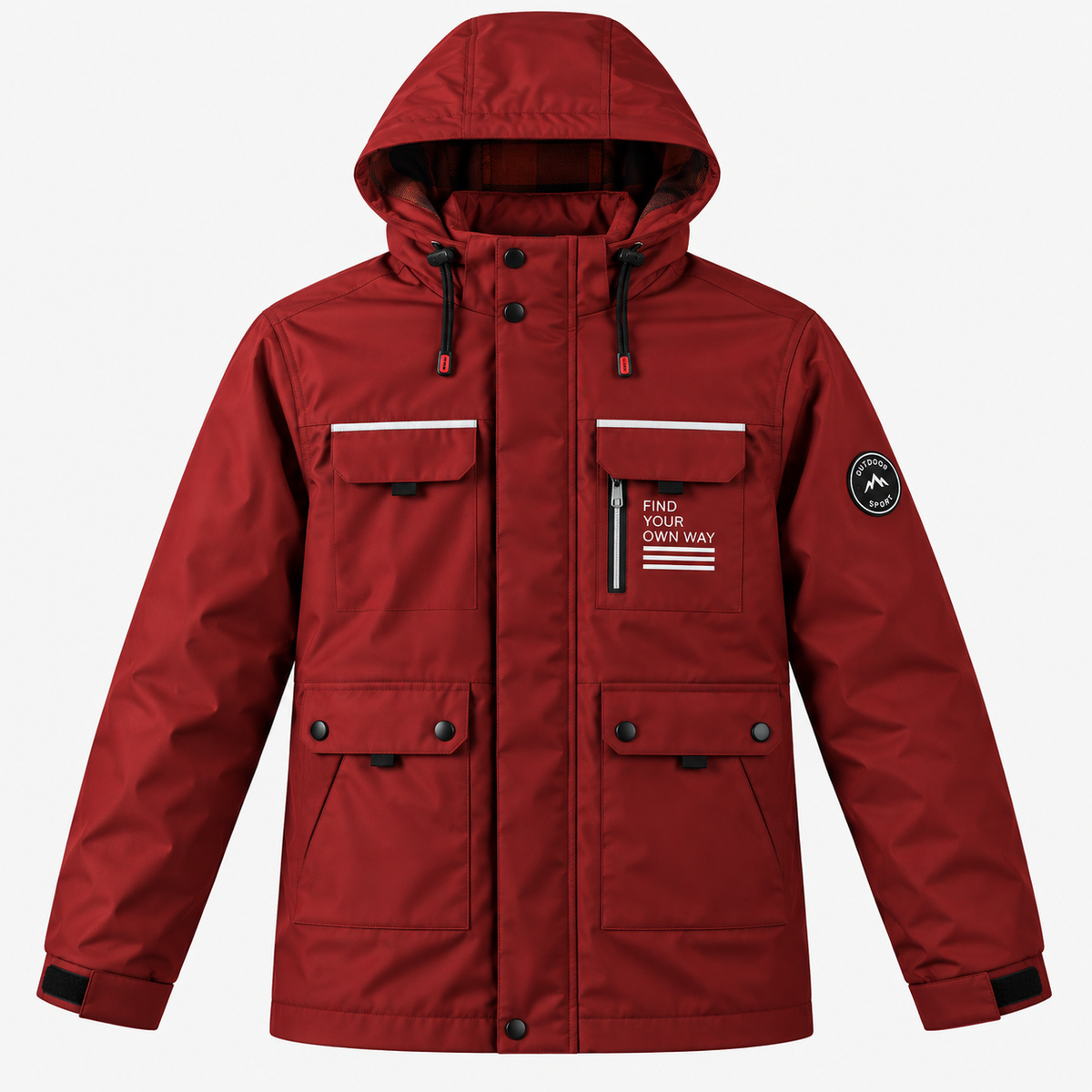 Herren Freizeitjacke mit Kapuze, Frontverschluss und Taschen