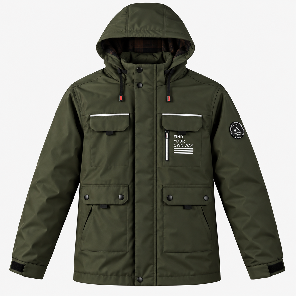 Herren Freizeitjacke mit Kapuze, Frontverschluss und Taschen