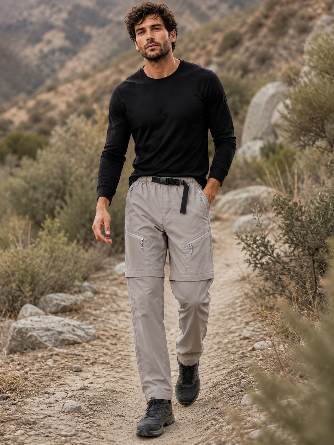 Herren Schnelltrocknende Outdoor-Hose mit Abnehmbaren Beinen