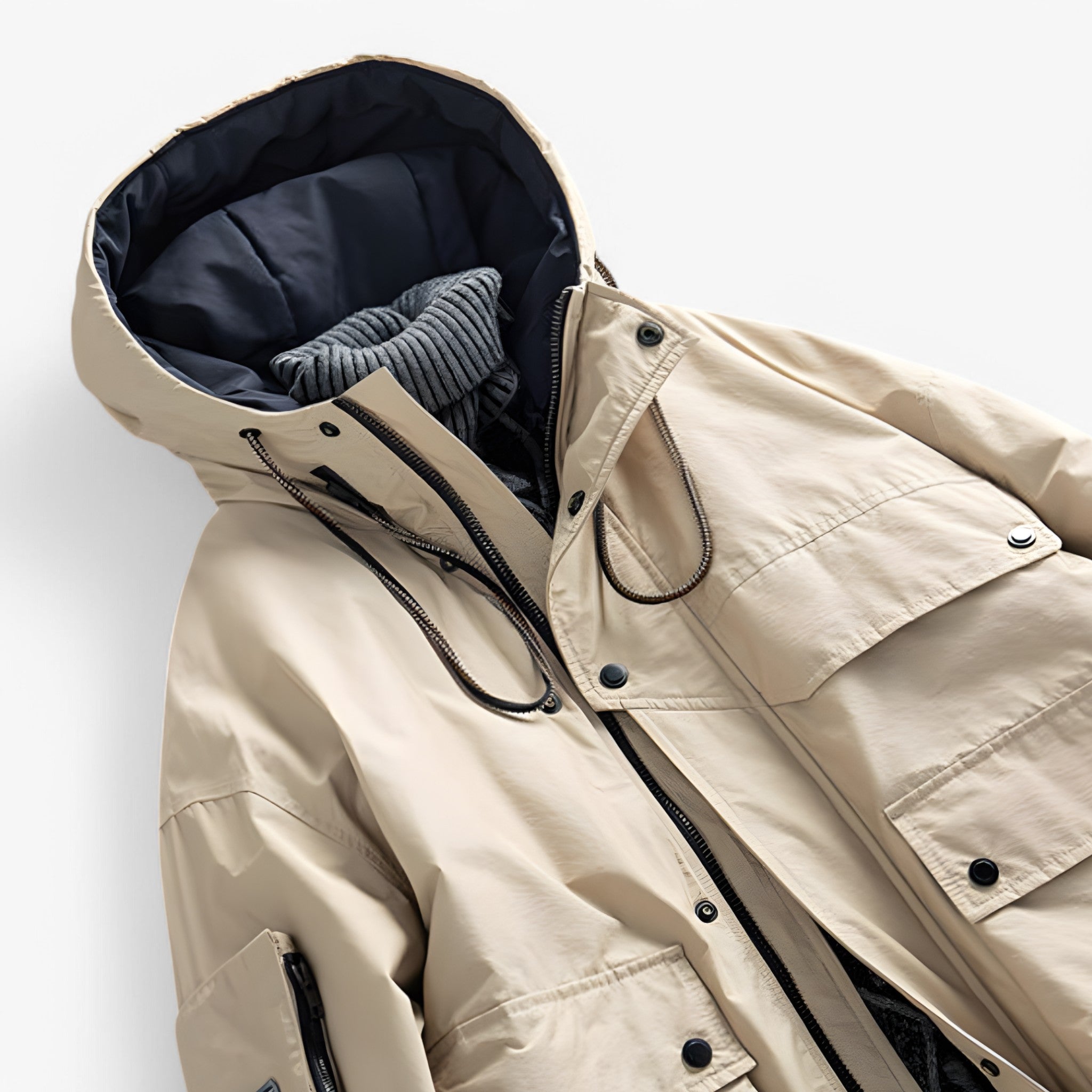 Herren Winter Parka mit Kapuze und Taschen 7