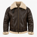 Herrenjacke aus Polyester mit Teddykragen, Reißverschluss und Gürtel