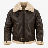Herrenjacke aus Polyester mit Teddykragen, Reißverschluss und Gürtel