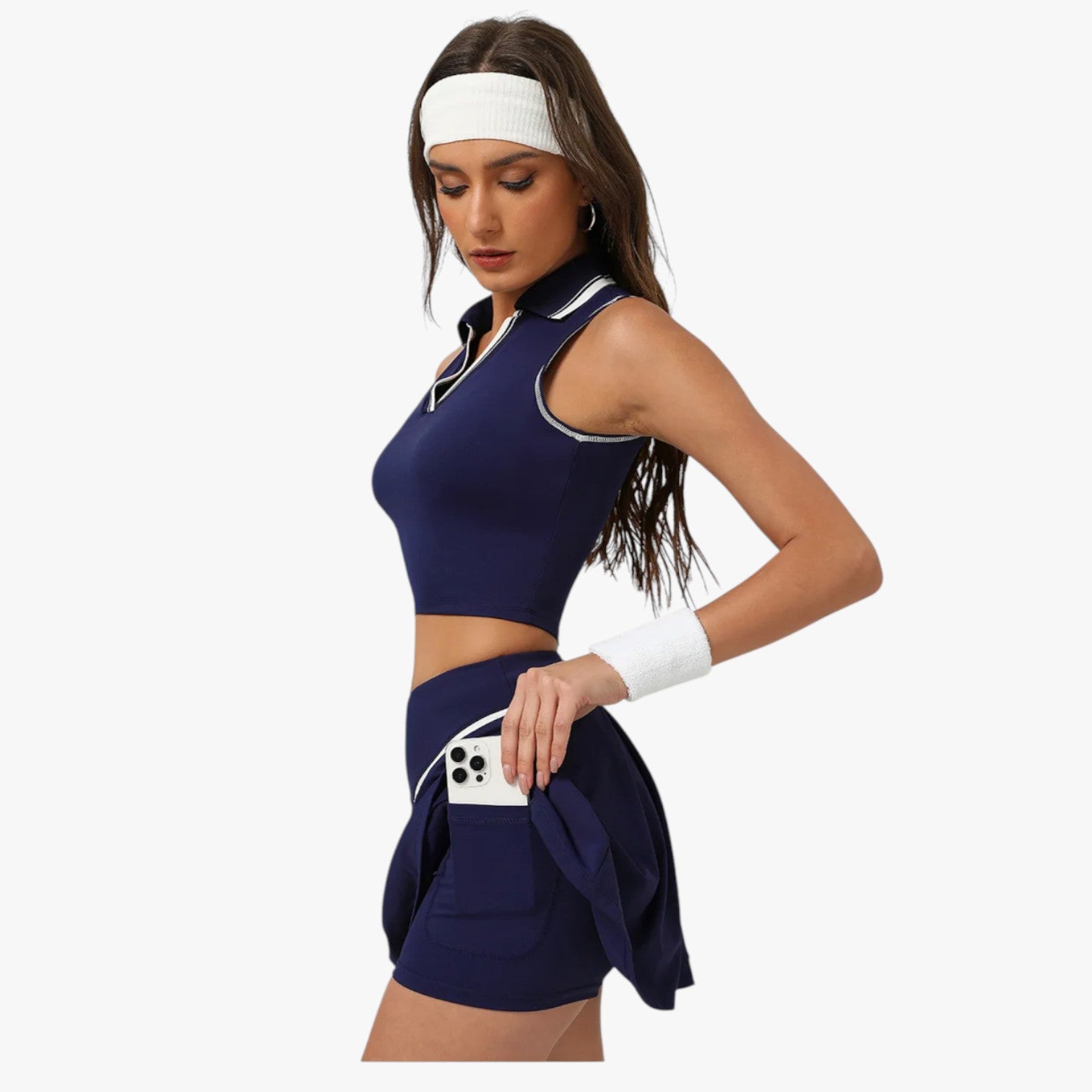 Stilvoll und unterstützend - 2-teiliges Damen-Tennis-Set mit gepolstertem Top