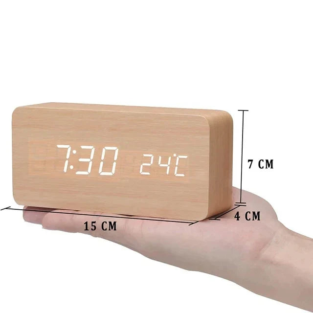 Holzoptik Wecker mit LED-Display kaufen