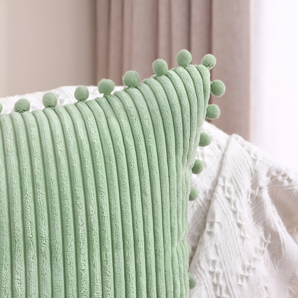 Minthia - Charmante Katoenen Kussenbezug mit Verspielten Pompons für eine Gemütliche Atmosphäre