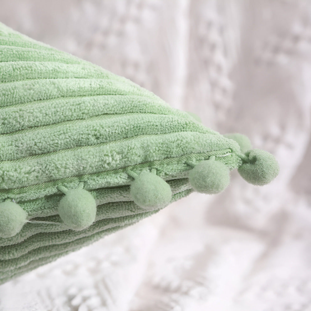 Minthia - Charmante Katoenen Kussenbezug mit Verspielten Pompons für eine Gemütliche Atmosphäre