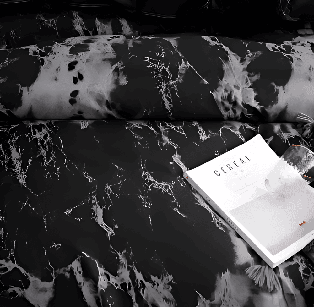 Velitra Luxe 3-teiliges Bettwäsche-Set mit elegantem Marmor-Design für ein stilvolles Schlafzimmer